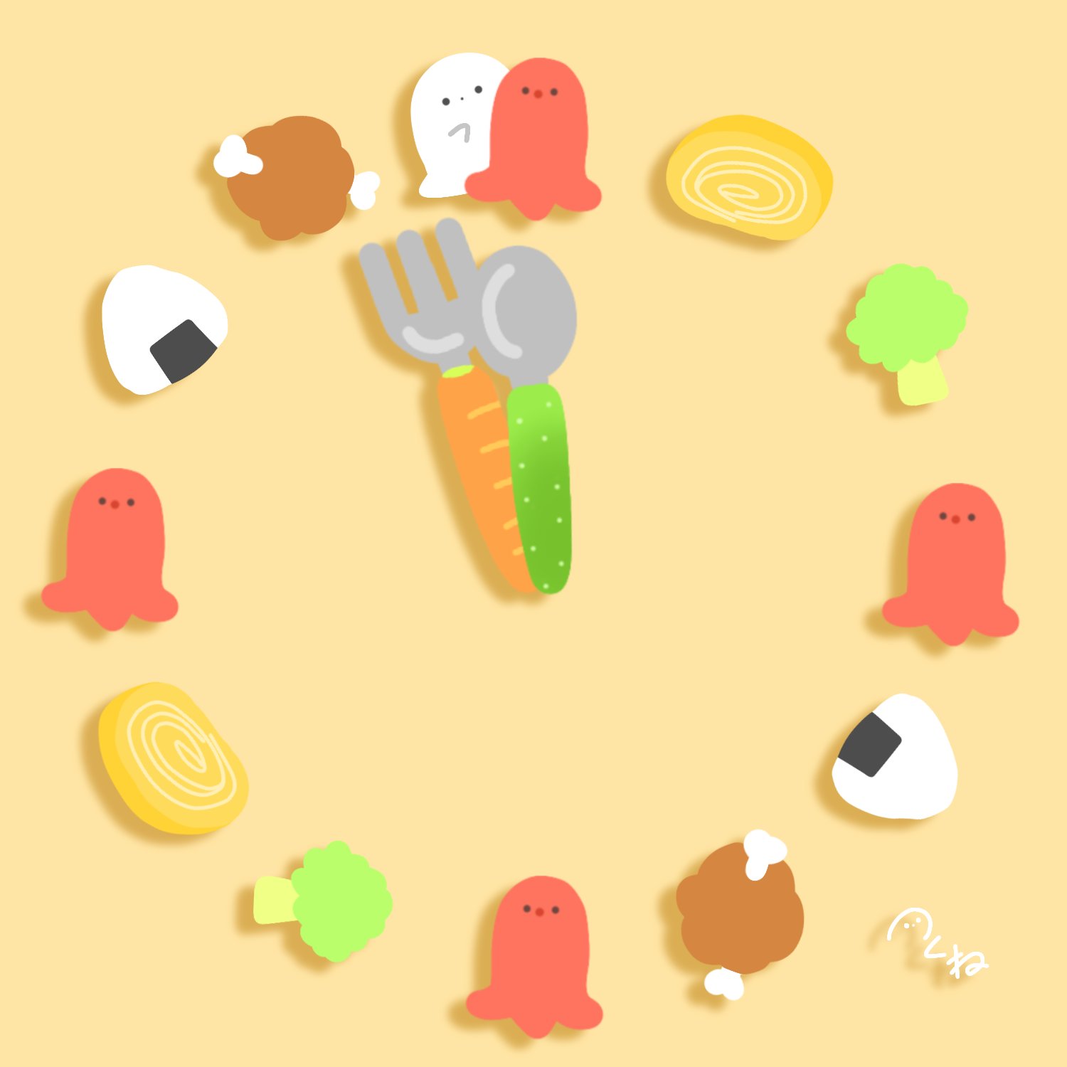つくね ランチ時計 もうすぐおひる イラスト 食べ物 かわいい T Co Fxw4qa1b6a Twitter