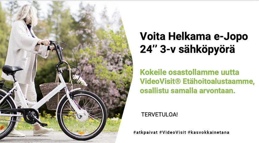 Tänään ATK-päivät! 💚 Esittelemme ensimmäistä kertaa uuden #etähoitoalustamme. Osallistu arvontaan, jossa palkintona Helkaman suosittu e-Jopo sähköpyörä! Astu sisään osastollemme tästä taikalyhty.shapespark.com/videovisit21/

#atkpaivat #etähoito #vanhuspalvelut #etähoiva #soteuudistus