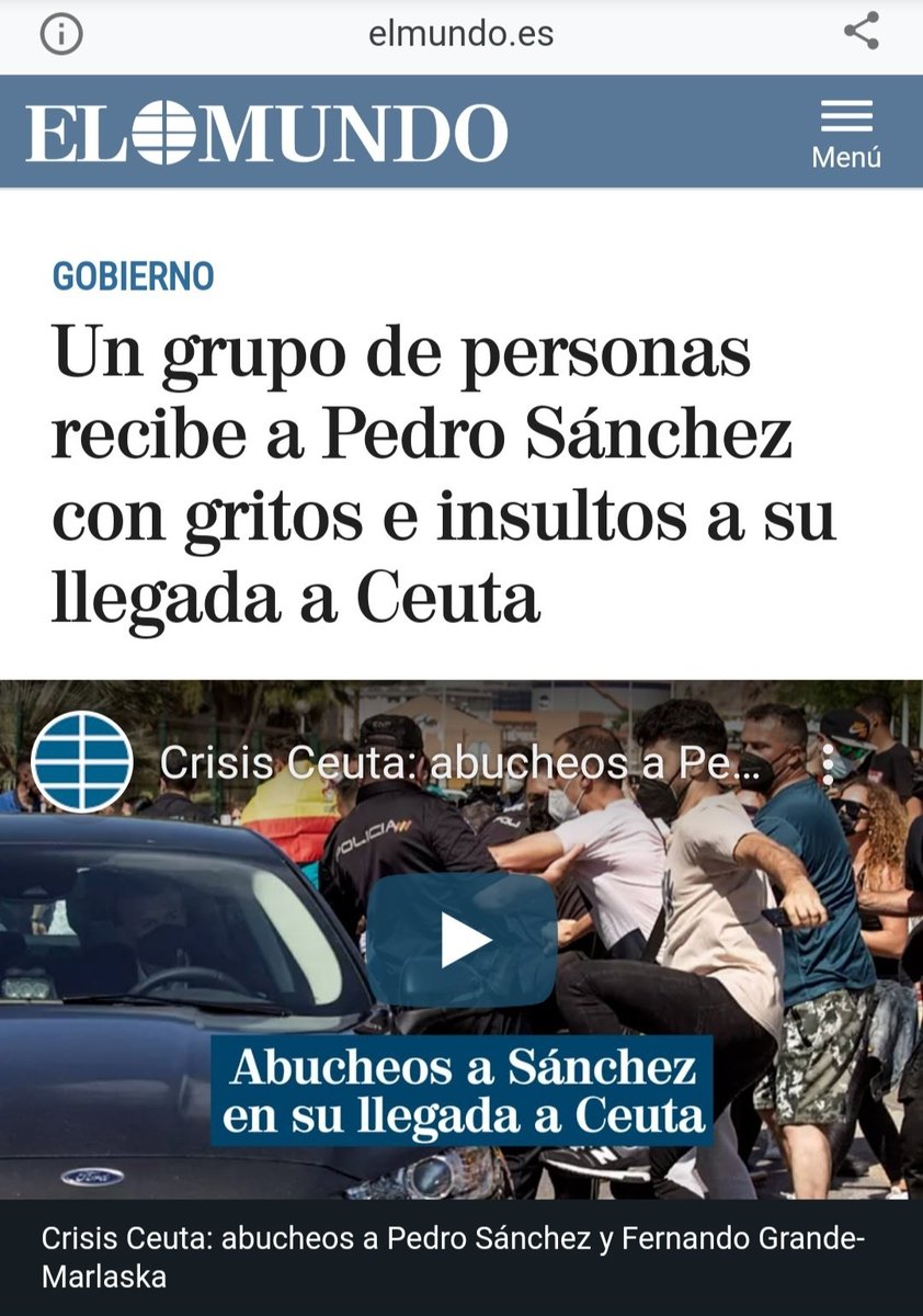 MiguelSantosRR's tweet photo. Si patean el coche del Presidente del Gobierno: un grupo de personas. 

Si protestan contra que Abascal vaya a Ceuta a infundir odio: radicales. https://t.co/kVyUeJsbyE