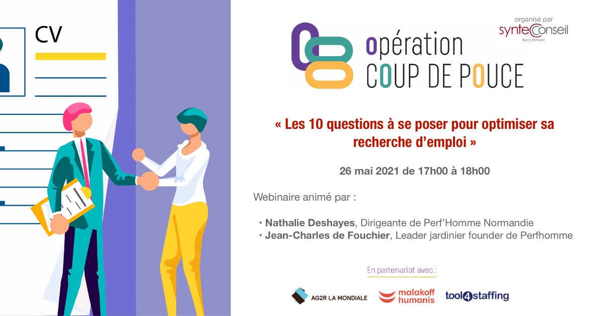 ConseilSyntec's tweet image. [RDV] J-1 avant le 4e #Webinar de l’#OperationCoupDePouce, qui a pour vocation d’accompagner les cadres séniors dans leur recherche d’#emploi. Détails &amp;amp; inscription 👉bit.ly/3bhgZtk