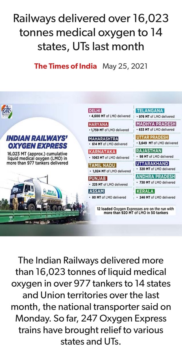 Vinay1011's tweet photo. Railways delivered over 16,023 tonnes medical oxygen to 14 states, UTs last month
https://t.co/53emQOHLHs

via NaMo App https://t.co/Rrv96xFWPi