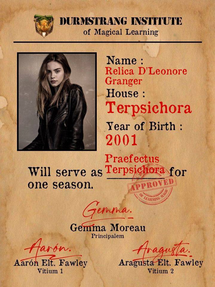 InstZauberei's tweet photo. Relica D'Leonore Granger [ @RelcGrngr ] — Terpsichora Praefectus https://t.co/Q5H2p5jdtM