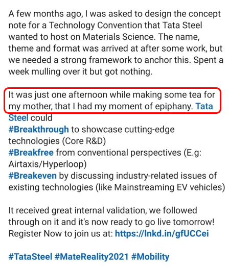 Please keep having Tata Tea for your #BreakFast for more such moments of epiphany!

#Bschool #motivation #inspiration #growth #success #MBAlife #leadership
