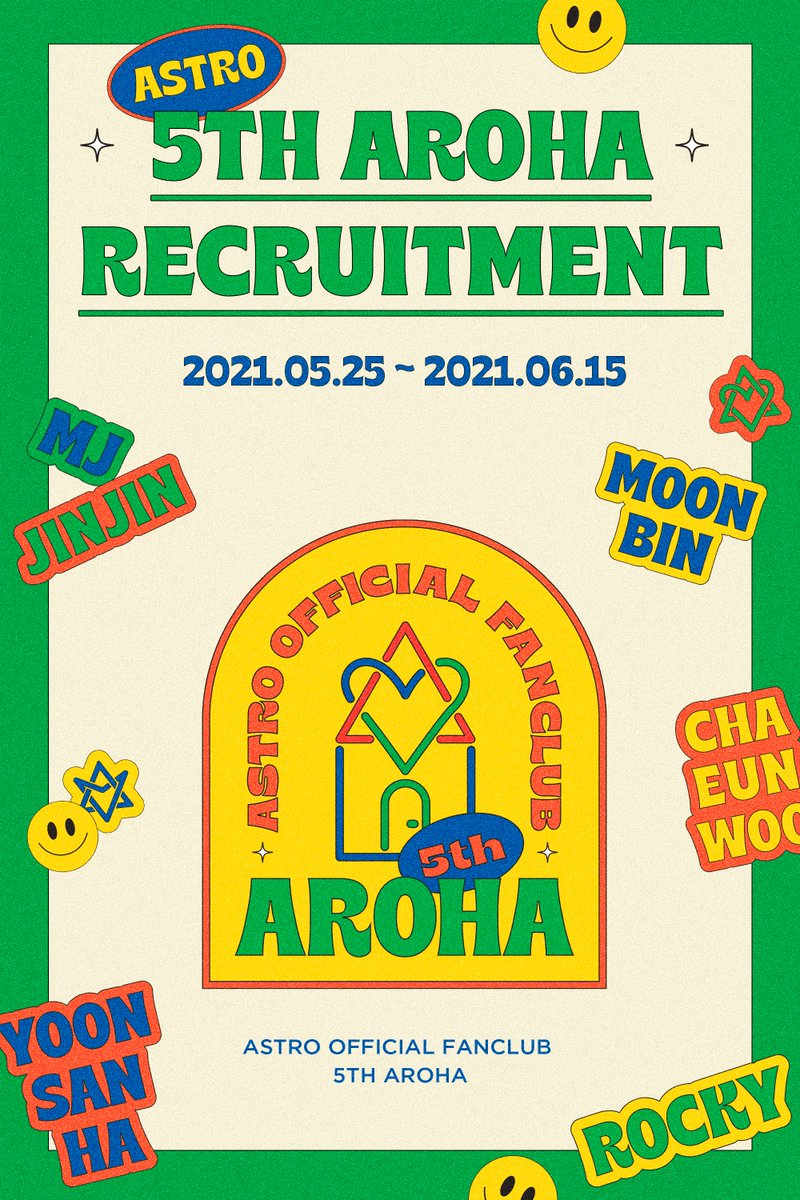 [🏠] #ASTRO OFFICIAL FANCLUB #AROHA 5th Recruiment <a href="/ASTRO_Staff/">ASTRO OFFICIAL</a>

Global Purchase at #globalinterpark
👉bit.ly/3wvOT5I
 
⏰Recruitment Period: May.25th(Tue)2pm~Jun.15th(Tue) 11:59PM(KST)
✔TICKET: Global INTERPARK(PC Only)

🎁Membership Special Event: Polaroid

#AROHA_5th