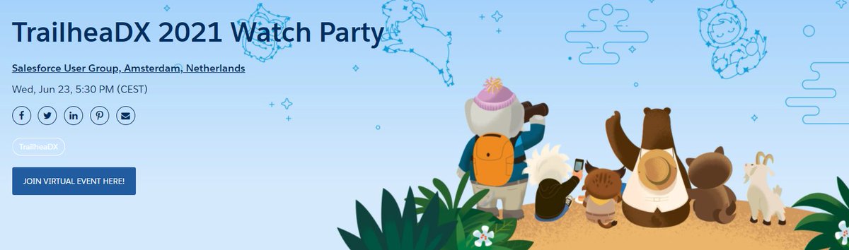 Join us for a TrailheaDX Virtual Watch Party where we'll come together to tune into the pre-show and main keynote broadcast. RSVP here bit.ly/3bMT7hl

Be sure to also register for the TrailheaDX event here salesforce.com/trailheadx/  #DutchSFCommunity