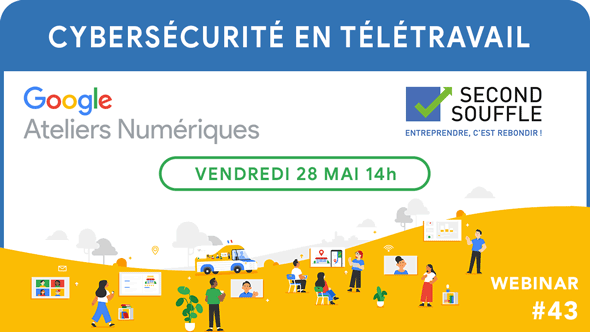 Pour comprendre les risques en matière de #cybersécurité liés au travail à distance et apprendre à se protéger des cyberattaques en #télétravail, <a href="/1SecondSouffle/">Second Souffle</a> organise un webinar ce 28 mai à 14h animé par un expert <a href="/Google/">Google</a>.
 
Inscription ICI : bit.ly/3fH1UT2