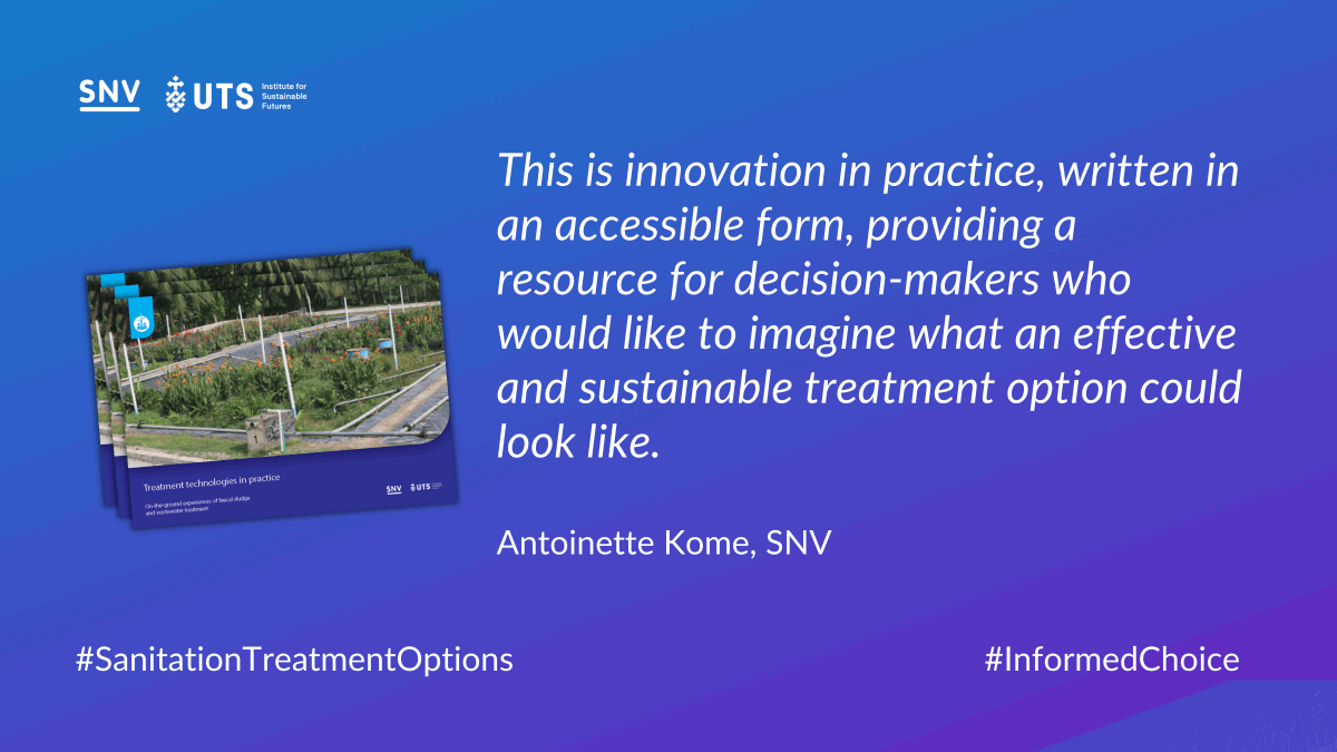 SNV_Water's tweet photo. BREAKING: Find out what makes this publication innovative 

Press release: https://t.co/P673A04sha 

Sharing real-life experiences in treatment tech from @SNVworld @WSUPUK @Sanergy @pitvaq @IwkComms @BORDA_Bremen and partners

#SanitationTreatmentOptions #InformedChoice #FSM6 https://t.co/k0GSYYRXj0