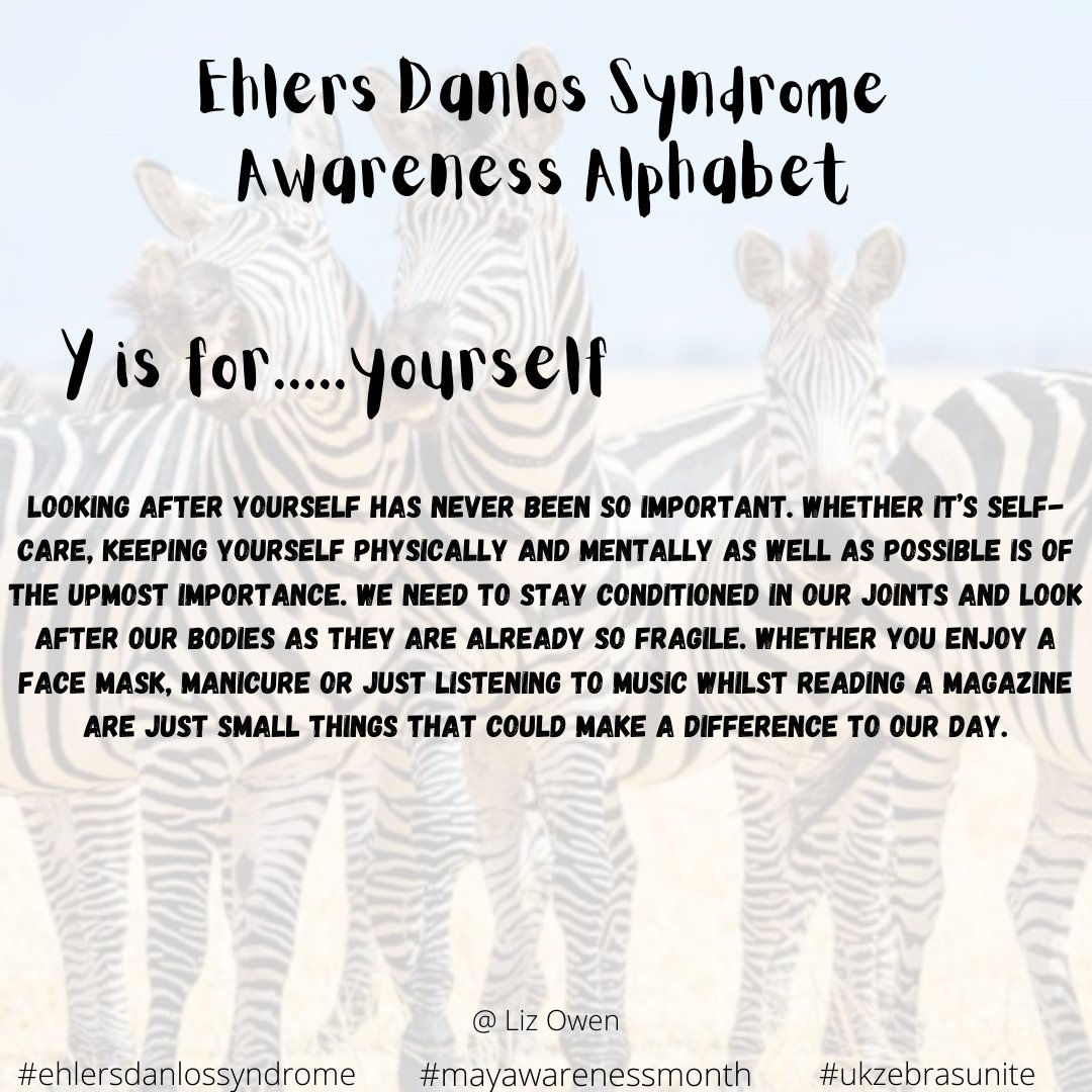 I look after myself by pacing so I don't overdo things. I also enjoy relaxing listening to music, watching a good Netflix series and doing Diamond Art. #selfcare #ehlersdanlossyndrome #HSD #chronicillness #mayawarenessmonth #awarenessalphabet #ukzebrasunite #EDS