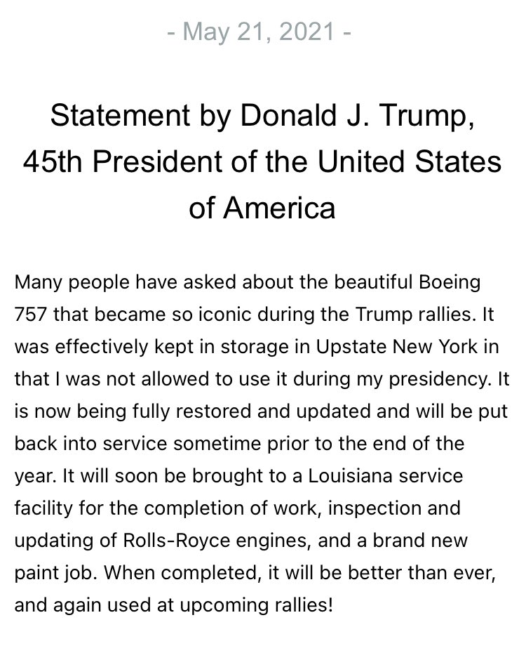 AramFarsham's tweet photo. #OFFICIAL The Trump Force One is getting upgrades..for the upcoming 2022 midterm elections.

Many believes Mr.Trump will run for 2024 election.
#MAGA 🇺🇸 #ForThePeople 
#TRUMP2024ToSaveAmerica https://t.co/v1bTDIP9vn