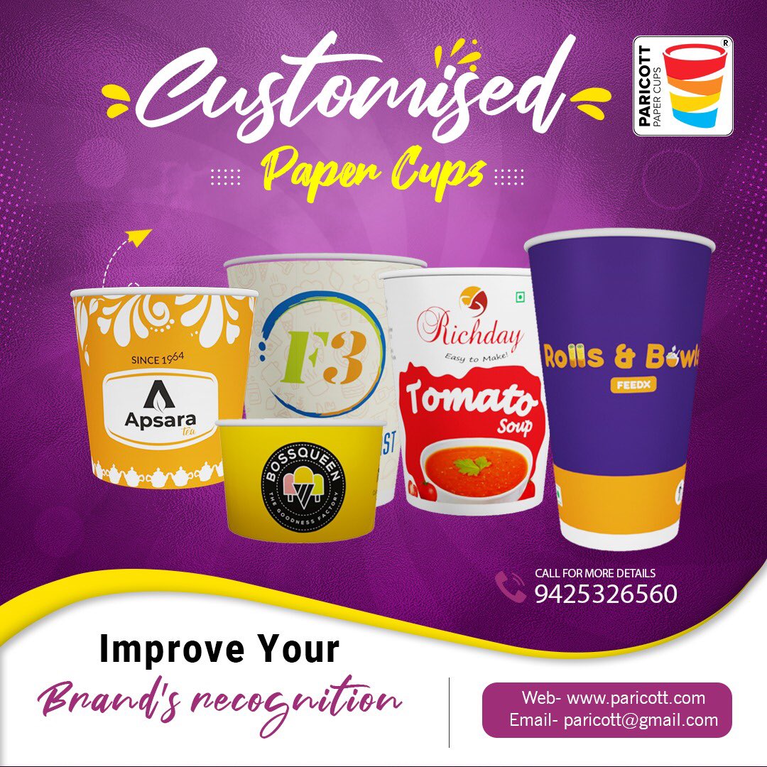 ParicottIndia's tweet photo. Customized Paper cups
Improve your brand recognition. For more details pls contact 9425326560 or email at info@paricott.com
#brandimage #brandedcups #teacup #teaprocessors #paricott # https://t.co/X2mNRBbtAZ