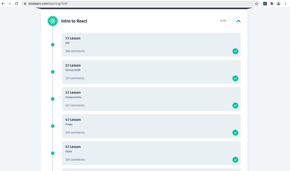 AfiMawushie's tweet image. Day 42 #100DaysOfCode  #codetrainChallenge 
@codetraingh
 I finished the  intro to react course on Sololearn today.