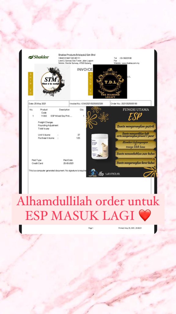 abeywan_'s tweet image. Harini je 5 order ESP, 1  Omega Guard, 1 Herblax , 2 Vitamin C , 1 Alfalfa small masuk ❤️ Alhamdulillah 

#Shaklee