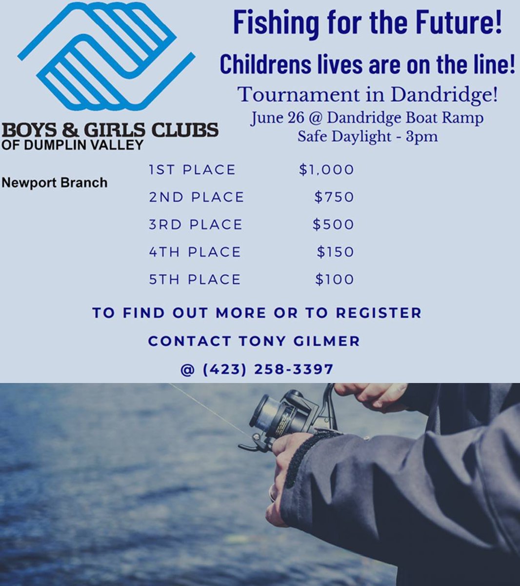 June 26th will be a good day to wet a line at a great event for the <a href="/DumplinBGC/">Boys & Girls Clubs of Dumplin Valley</a>'s #FishingForTheFuture, benefitting the Newport club. 

Event Link: facebook.com/events/1708995…