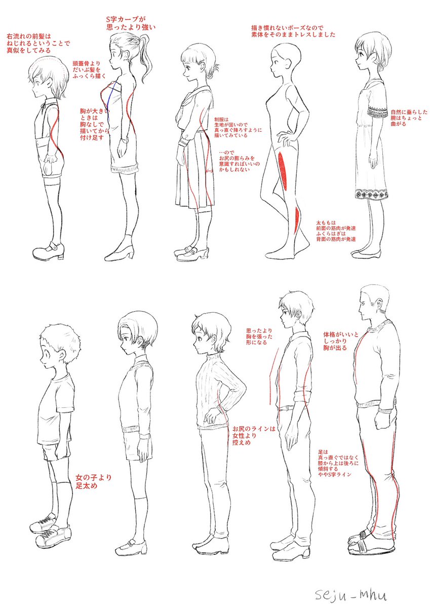 らうた على تويتر アニメ私塾さんの素体集を使って全身横立ちポーズ 年齢や体格による描き分けはまだまだ練習がいりそうです イラスト練習 イラスト練習中