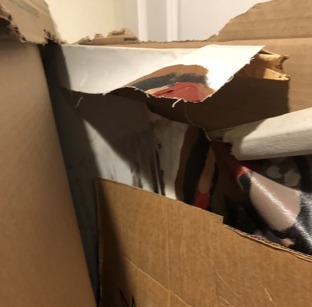 PeaceLo36663098's tweet photo. .@UPS I shipped 3 packages from the UPS Store in 1 day. All the same size, weight and contents. Two arrived in perfect condition. The 3rd was opened and destroyed. I’m spending $1000 to restore the art. Just asking you for the $221 in shipping.  #ups #CustomerService https://t.co/pO79IReVrz