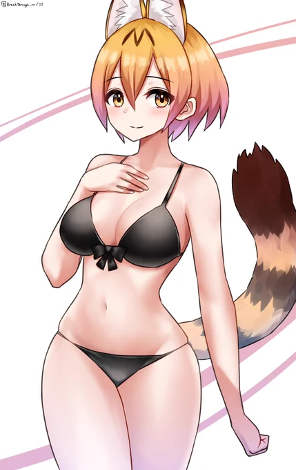肌面積多めなサーバルちゃん #けものフレンズ 