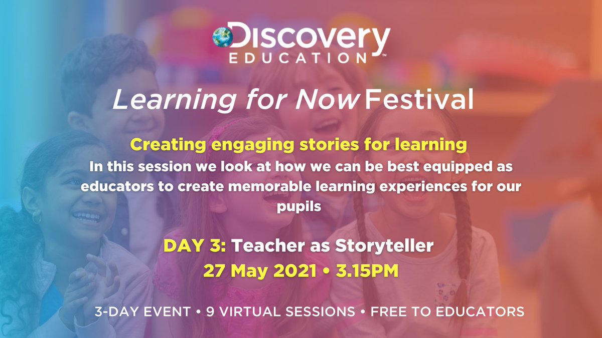 DiscoveryEdUk's tweet photo. Pop this Thursday in your diary for what promises to be an inspiring session, during which we will hear from a panel of teachers who will discuss the art of storytelling 📚
Register: https://t.co/8EcUbYh2pI
@chrisnash01 @AndrewJHammond @HYWEL_ROBERTS @HitenBMistry #LearningForNow https://t.co/73J8qOWV5q