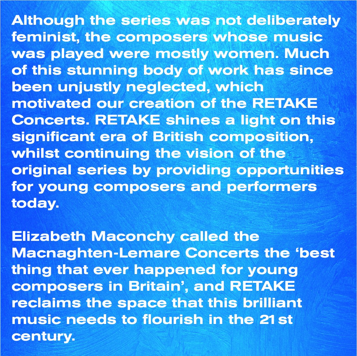 RetakeConcerts's tweet photo. RETAKE ON: Macnaghten-Lemare Concerts
So what were the Macnaghten-Lemare Concerts? Why are they important to us? We're giving our take on what inspired the creation of RETAKE - The Macnaghten-Lemare Concerts! Swipe to rediscover a fascinating series from the past.
#womeninmusic https://t.co/Yg85BSK6kX