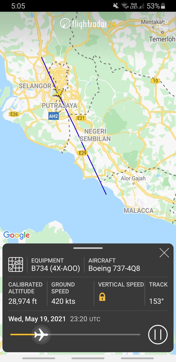 singh9678's tweet photo. What's more peculiar about this aircraft is that I just keyed in the registration 4X-AOO and on May 19th, it entered Malaysian airspace and flew over the Klang Valley. https://t.co/Sfi7RhCh3V