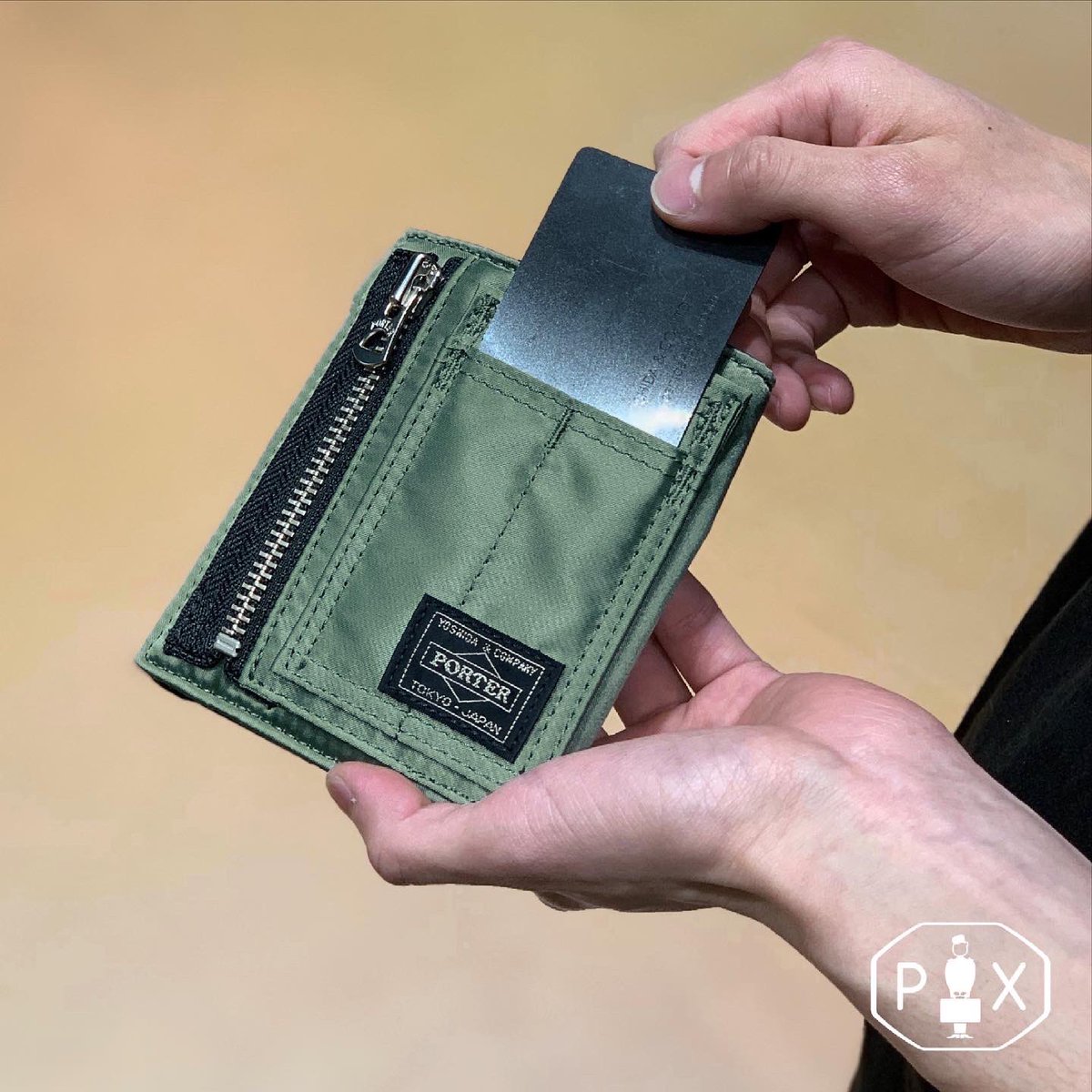 小物 PORTER / PX TANKER CIGARET POCKET WALLET PORTER: PX Tanker Cigarette Pocket Wallet (Sage Green