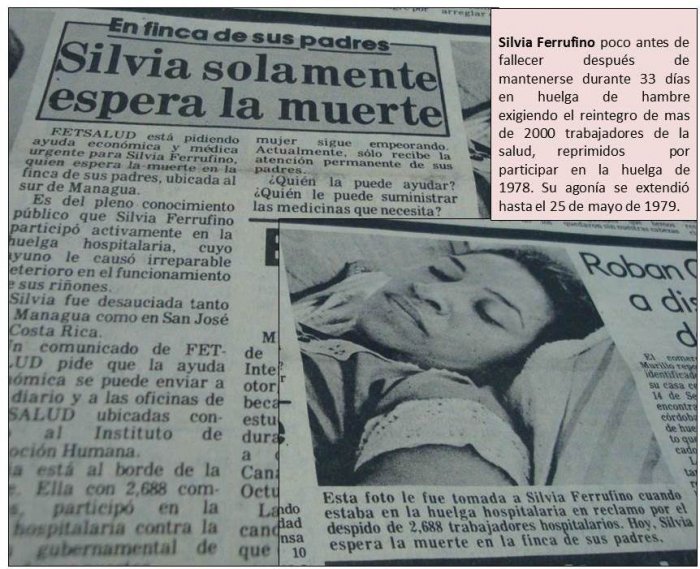 #25Mayo de 1979, Silvia Ferrufino Sobalvarro, auxiliar de enfermeria, fallece en Jocote Dulce, #Managua.
A consecuencia de 33 días de huelga de hambre por exigir a la Dictadura Somocista el reintegro de 2,688 trabajadores de la #salud, despedidos desde julio de 1978 <a href="/EFIMMS2020/">Escuela Formación Ideológica del MMS ❤️🖤</a>