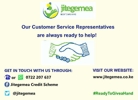 jitegemea's tweet photo. For inquiries, complains, compliments or feedback reach our customer service representatives through 0722 207 637 for immediate response.
#ReadyToGiveaHand
#JitegemeaCares
#KeepSafe https://t.co/2iraemnbKh