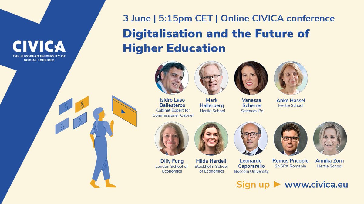 How can we build on current digital innovations to improve #HigherEd in the future? 

Join the #CIVICAconference:
9⃣ live speakers from CIVICA &amp; beyond
8⃣ video messages
🔷 diversity of perspectives
🔷 audience interaction

📅 3 June 5:15pm CET

Sign up
➡️ bit.ly/3oe1Zla