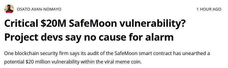 cryptobullfish's tweet photo. #SAFEMOON 20M$ vulnerability😱
That's why i only hold tokens where ownership has been renounced and LPs burned 🔒
$PIG $LEM $GDOGE few... https://t.co/c0reKIh5mU