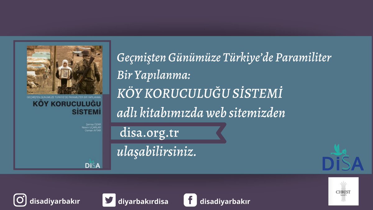 Chrest Vakfı katkılarıyla, Şemsa Özar, Nesrin Uçarlar ve Osman Aytar tarafından hazırlanan Köy Koruculuğu Sistemi adlı kitabımıza web sitemizden ulaşabilirsiniz.
