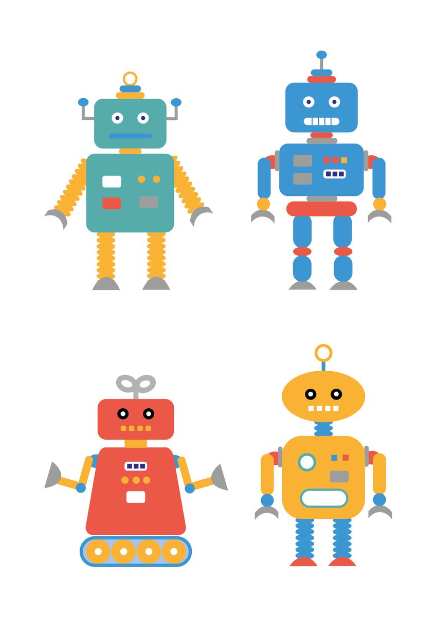 andrealem's tweet image. These guys will be coming to my shop soon 😊🤖 #robots #robotprints #robotillustration #illustration #illustrator #andrealemindesign