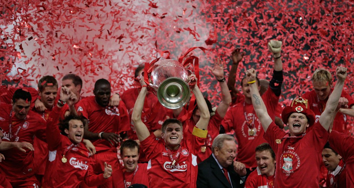 Liverpool's tweet photo. Where were you 1️⃣6️⃣ years ago today? https://t.co/QFM4JufV30