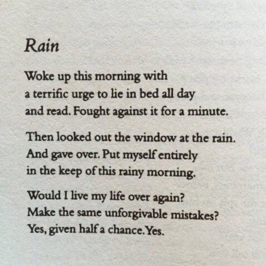 Paul Holdengraber (@holdengraber) on Twitter photo 💎 RAYMOND CARVER
 Born on this day, in 1938
RAIN 
“Woke up this morning with 
a terrific urge to stay in bed all day
and read. Fought against it for a minute.” 💎 RAYMOND CARVER
 Born on this day, in 1938
RAIN 
“Woke up this morning with 
a terrific urge to stay in bed all day
and read. Fought against it for a minute.”