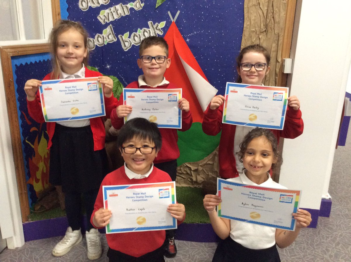 Year2MonksAbbey's tweet photo. Congratulations to all the entrants from Rufford Abbey, for the Royal Mail’s Hero Stamp competition. You are all winners! @RoyalMail @Year2MonksAbbey @year1MAPS #creativity #delight https://t.co/EtNtuVY5OG