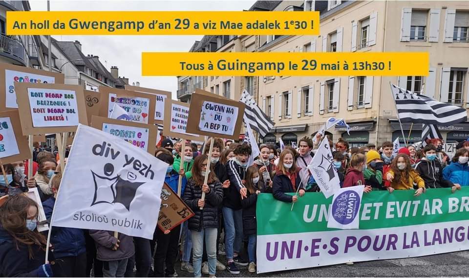 Div Yezh Breizh (@divyezhbreizh) on Twitter photo Tous à Guingamp, Samedi, pour
 dire NON à la destruction de la diversité culturelle
 et linguistique.💪
fb.me/e/1yIFIsDyy Tous à Guingamp, Samedi, pour
 dire NON à la destruction de la diversité culturelle
 et linguistique.💪
fb.me/e/1yIFIsDyy