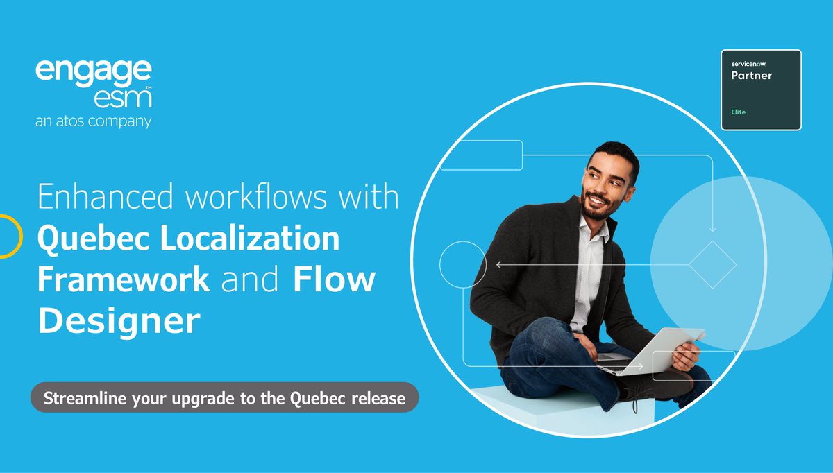EngageESM's tweet photo. Finishing our #ServiceNow #QuebecRelease blog series. @robin_chadwick shares insights on how the enhanced Localization Framework and Flow Designer features can improve your operational efficiency. Read his blog for more details https://t.co/2SWriew2nC https://t.co/LVww2odR0Y