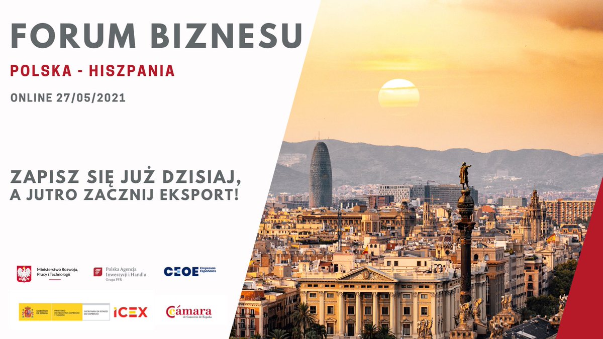PAIH_pl's tweet photo. 📢 Zapraszamy do udziału w Polsko-Hiszpańskim Forum Gospodarczym 🇵🇱🇪🇸, które odbędzie się już 27 maja! Wszystkie firmy zainteresowane rozwojem swojej działalności w Hiszpanii gorąco zapraszamy do rejestracji: https://t.co/9wZ5JiPULv https://t.co/ru0MdZ4OEi