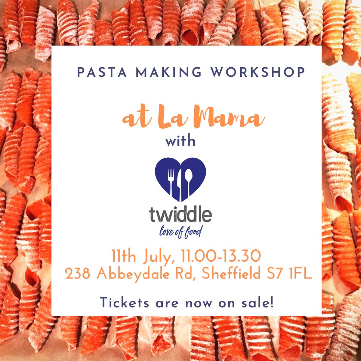 Twiddle pasta workshops are back this summer! Only two tables left to fill. For more info message me or book on Eventbrite.
#twiddlefood #sheffieldisupper #sheffieldbusiness #sheffield #southyorkshireevent #cookingclass #sheffieldexperience #sheffieldcookingclass