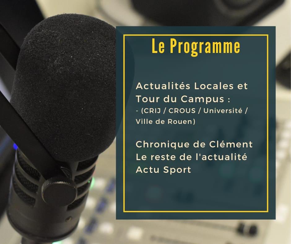 La dernière ligne droite du Campus Mag commence aujourd'hui de 12H à 13H sur Radio Campus Rouen 92.9 ! ✌😉
Voici le programme du jour ! 👇
radiocampusrouen.fr