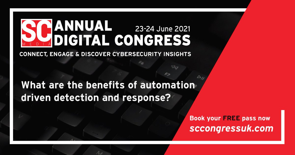 SCmagazineUK's tweet photo. With more and more tasks becoming automated, it’s time to look at the benefits of automation driven detection and response. Discover the advantages from cybersecurity experts at #SCCONGRESSJUNE21 https://t.co/6G9Np35lSh

#machinelearning #riskmanagement #cybersecurity https://t.co/4BZUzL8dmq