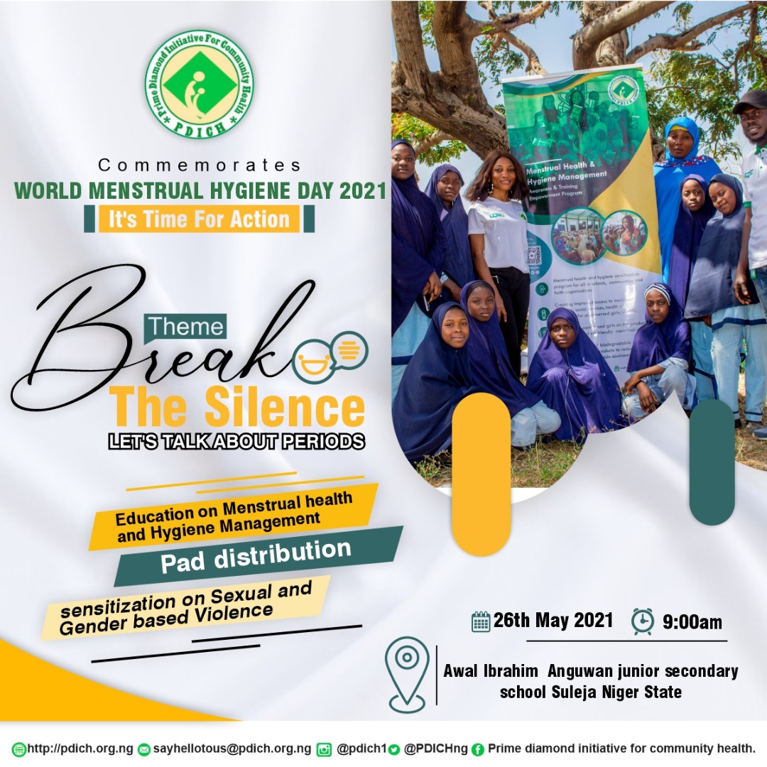 PDICHng's tweet photo. Join us tomorrom at Awal Ibrahim Anguwan Junior Secondary School Suleja, Niger state as we commemorate world #MenstrualHygieneDay with education on Menstrual Health and Hygiene Management, Sexual &amp; Gender Based Violence and pad distribution.
IT'S TIME FOR ACTION❤️
#tuesdayvibe https://t.co/DFwDD3ibZJ