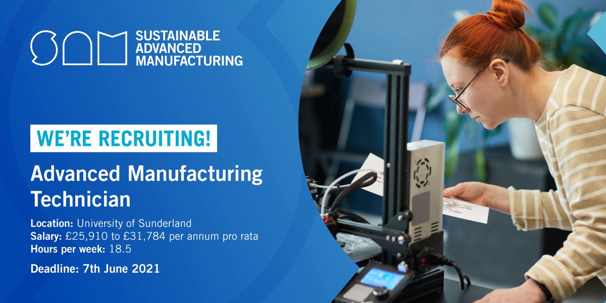 Sustainable Advanced Manufacturing Project (@samprojectuos) on Twitter photo We're hiring! 🧑🏭🏭
The SAM Project is seeking an Advanced Manufacturing Technician to join its project delivery team at <a href="/sunderlanduni/">University of Sunderland</a>'s Industry Centre @AMAP_Sunderland.
To find out more or apply, visit the link below.
samprojectuos.co.uk/job-opportunit… We're hiring! 🧑🏭🏭
The SAM Project is seeking an Advanced Manufacturing Technician to join its project delivery team at <a href="/sunderlanduni/">University of Sunderland</a>'s Industry Centre @AMAP_Sunderland.
To find out more or apply, visit the link below.
samprojectuos.co.uk/job-opportunit…