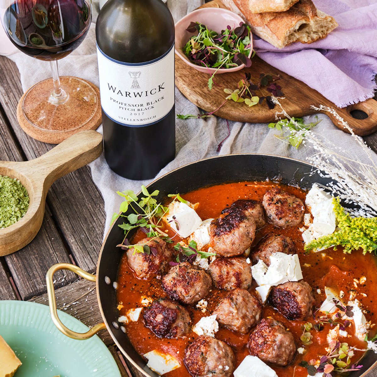 warwickwine's tweet photo. Our juicy & flavoursome 'Pork Meatballs with Tomato Sauce' #recipe will make you want to stay at home this Autumn & eat-in. A real family fave!😉Complete the occasion with Professor Black Pitch Black 2017. #ClubWarwick members, get the recipe: https://t.co/ICk3I0ZmAP https://t.co/AEnYKx93WK