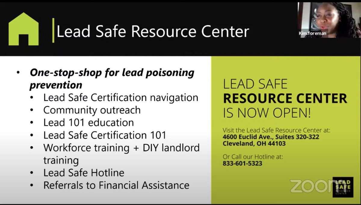 Kim Foreman, Executive Director for Environmental Health Watch, discussed the Lead Safe Resource Center. She described it as a one-stop shop for lead poisoning prevention. #LeadPoisoning #LeadSafeCLE #EnvironmentalHealthWatch <a href="/KimForeman16/">Kim Foreman</a> <a href="/EHWCleveland/">EHW</a>