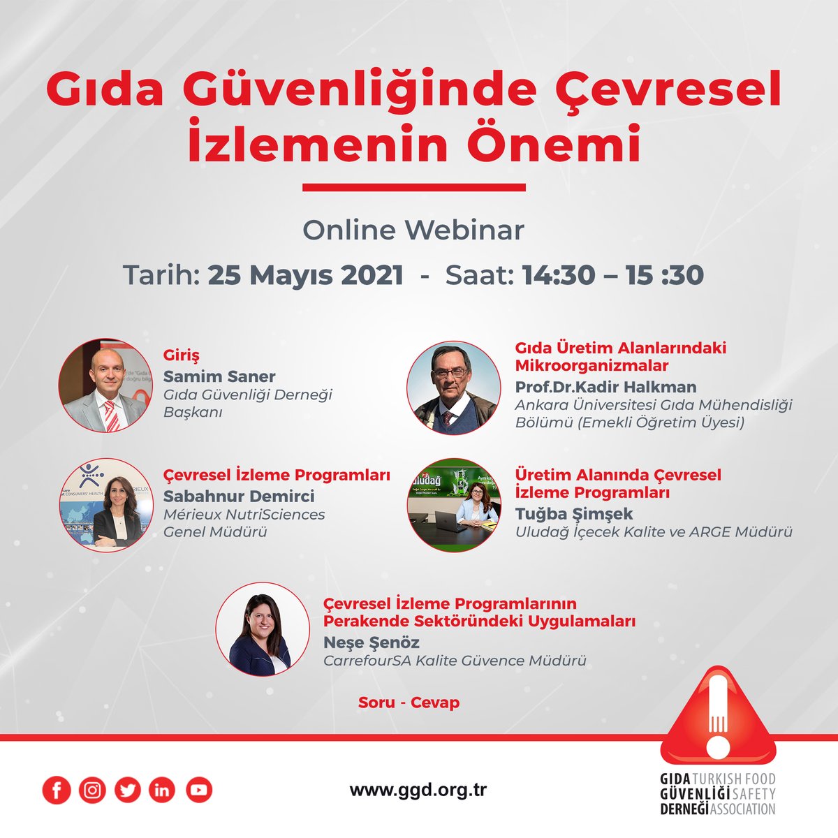 25 Mayıs 2021 saat 14:30’da “Gıda Güvenliğinde Çevresel İzlemenin Önemi” konusunda webinar gerçekleştireceğiz.
