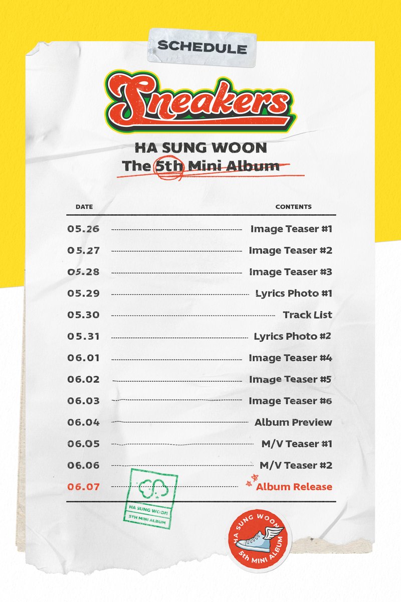 HSW_officialtwt's tweet image. [☁]
⠀
HA SUNG WOON
5th MINI ALBUM
⠀
ଘ Sneakers ଓ SCHEDULE
⠀
2021.06.07 6PM (KST)
RELEASE
⠀
#하성운
#HASUNGWOON
#Sneakers
#COMEBACK