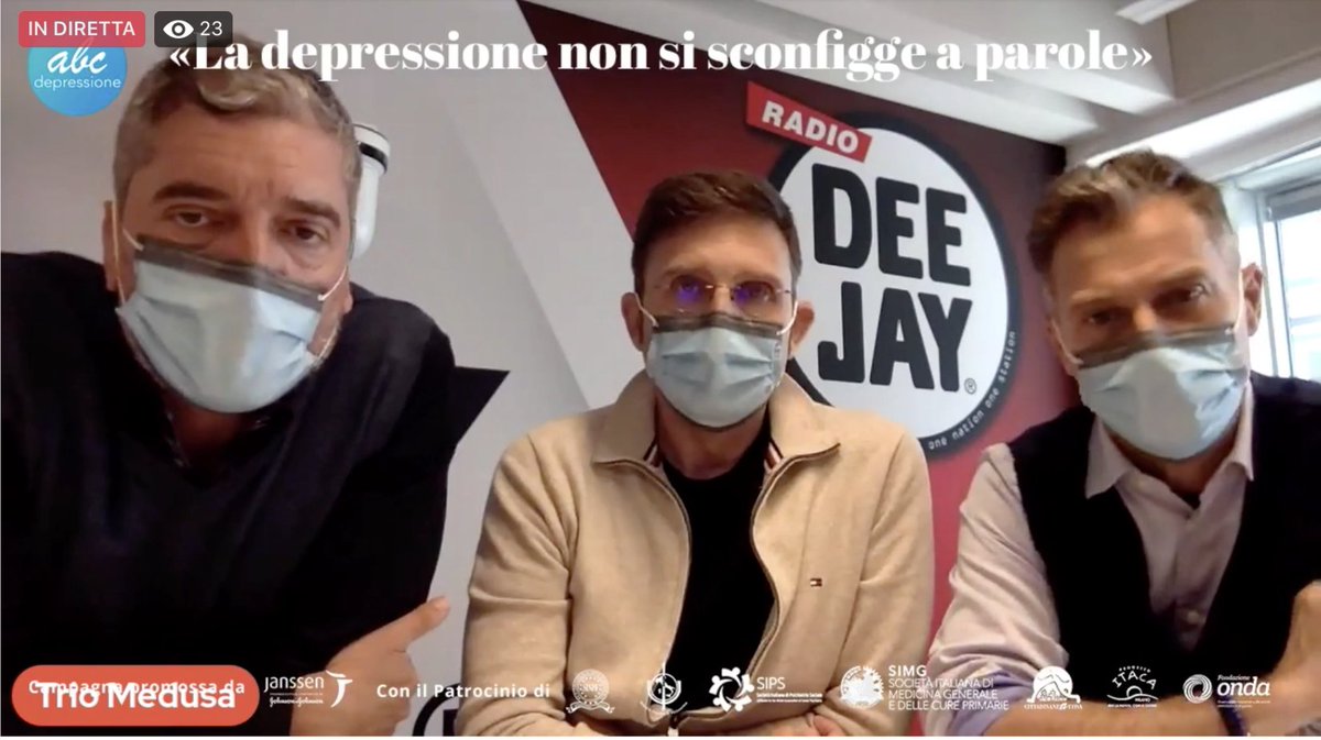 JnJ_Italy's tweet photo. La #depressione non si sconfigge a parole!
È una malattia reale, non uno stato d'animo o un "momento no" passeggero, e va trattata come tale.
I sintomi non vanno sottostimati

🔴 Siamo LIVE con @triomedusa 

👉🏻 https://t.co/xG3BEESPdo

#abcdepressione https://t.co/OdIW8cYBY8