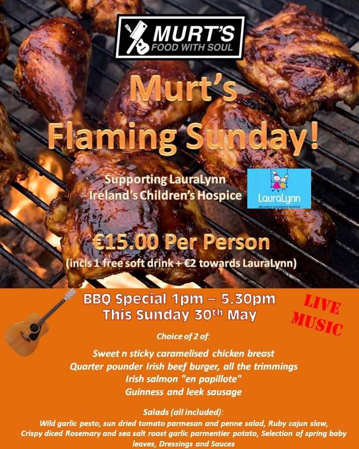 🔥📌❤BBQ AND LIVE MUSIC THIS SUNDAY🔥📌❤

At the boatyard, Arklow, 2€ FROM EVERY SALE GOES TO <a href="/LauraLynnHouse/">LauraLynn, Ireland's Children's Hospice</a> 
Please support and share ❤

#murtsfoodwithsoul 
#familyfoodmusic 
#southquayArklow
