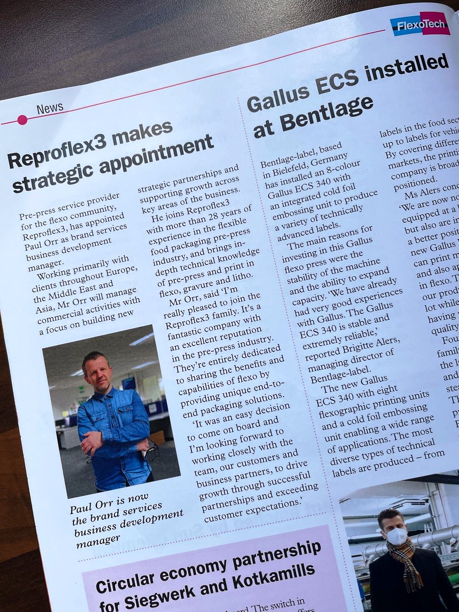 Reproflex3's tweet photo. The May issue of @FlexoTechMag just landed and we're in there welcoming Paul Orr our brand services business development manager for Europe, Middle East and Asia to the #R3 family!
#Flexo #Reproflex3 #ProjectBlue #Vortex #Sampleit
#flexiblepackaging #recruitmentnews https://t.co/iAFHEQNvk0
