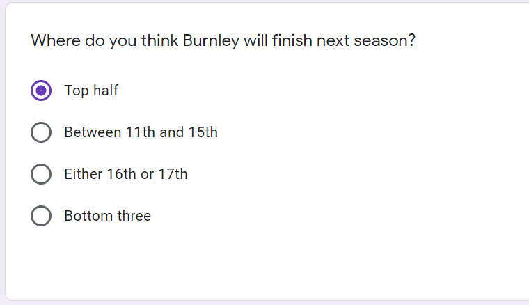 AndrewGreaves84's tweet photo. Just putting it out there, having filled out the Burnley Express survey on all things Burnley FC...
#eternaloptimist #getspending #DaretoDream https://t.co/5T6W6XMLbk