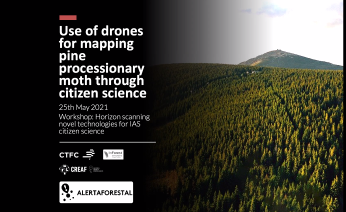 EU_Aliens's tweet photo. Arnau Campanera presents the #CitizenScience project #AlertaForestal and the use of drones for #monitoring #InvasiveSpecies in Spain forest, also involving volunteers, @aliencsi1 Workshop today. https://t.co/Ovk0HoW5i0